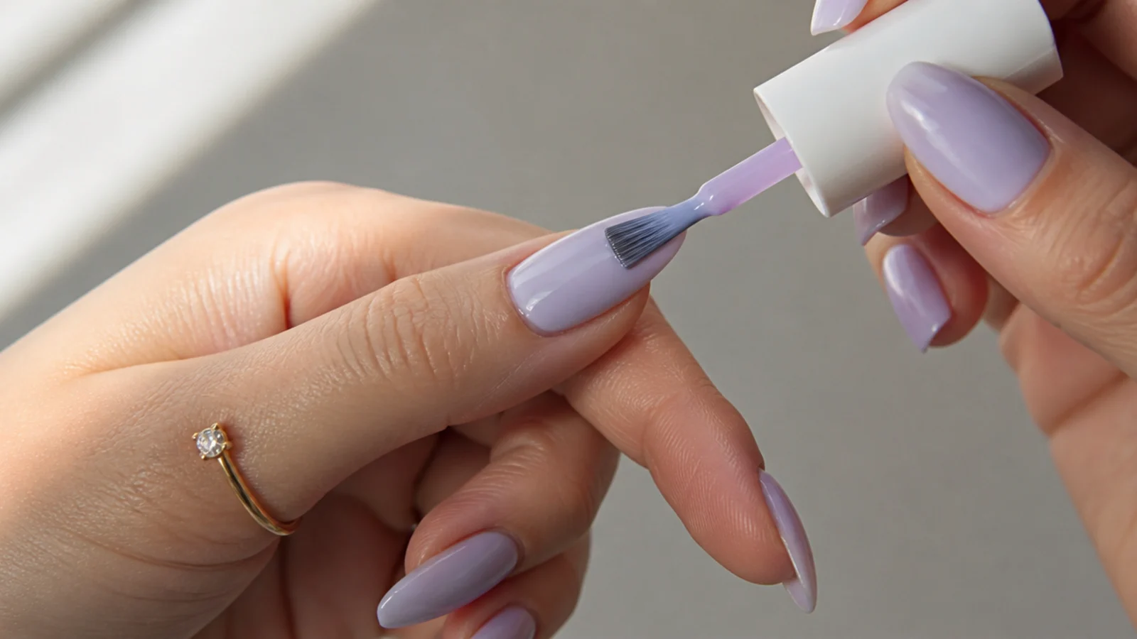 Building a milky lavender base coat before applying chrome powder