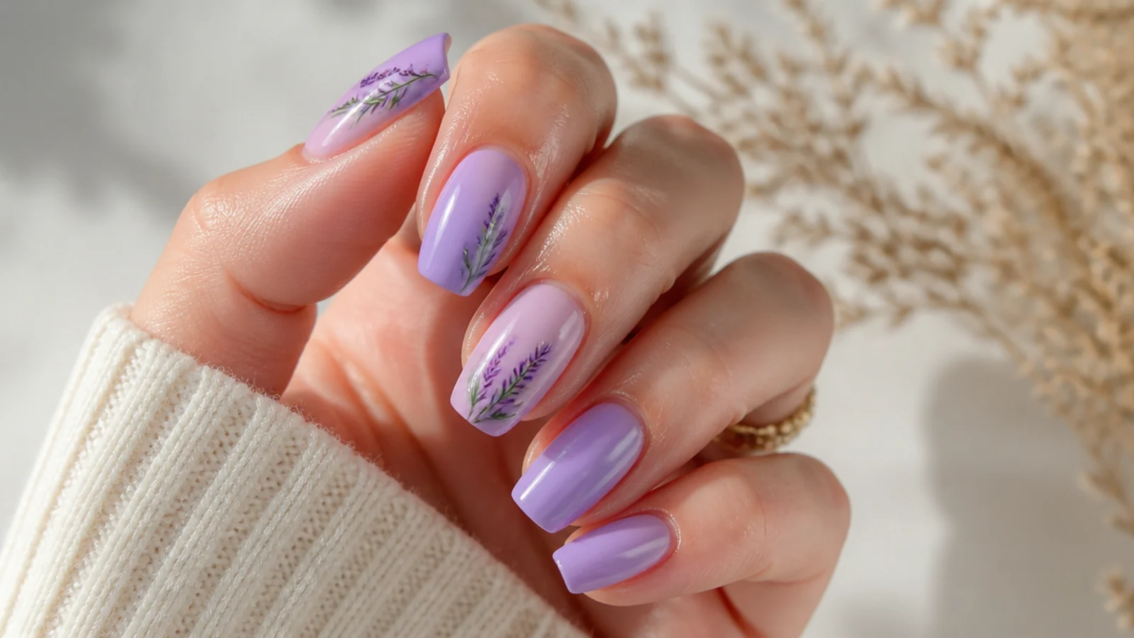 A well-sealed lavender manicure with cuticle oil for longevity