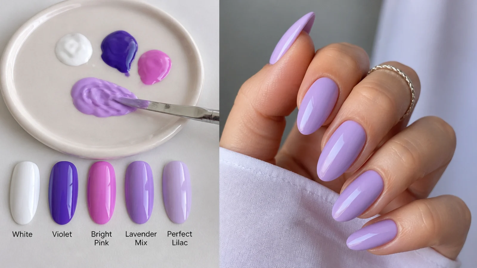 Mixing and swatching gel to reach an exact light purple shade