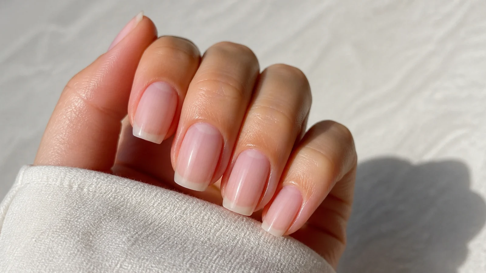 A healthy natural nail after safe removal of matte blue gel