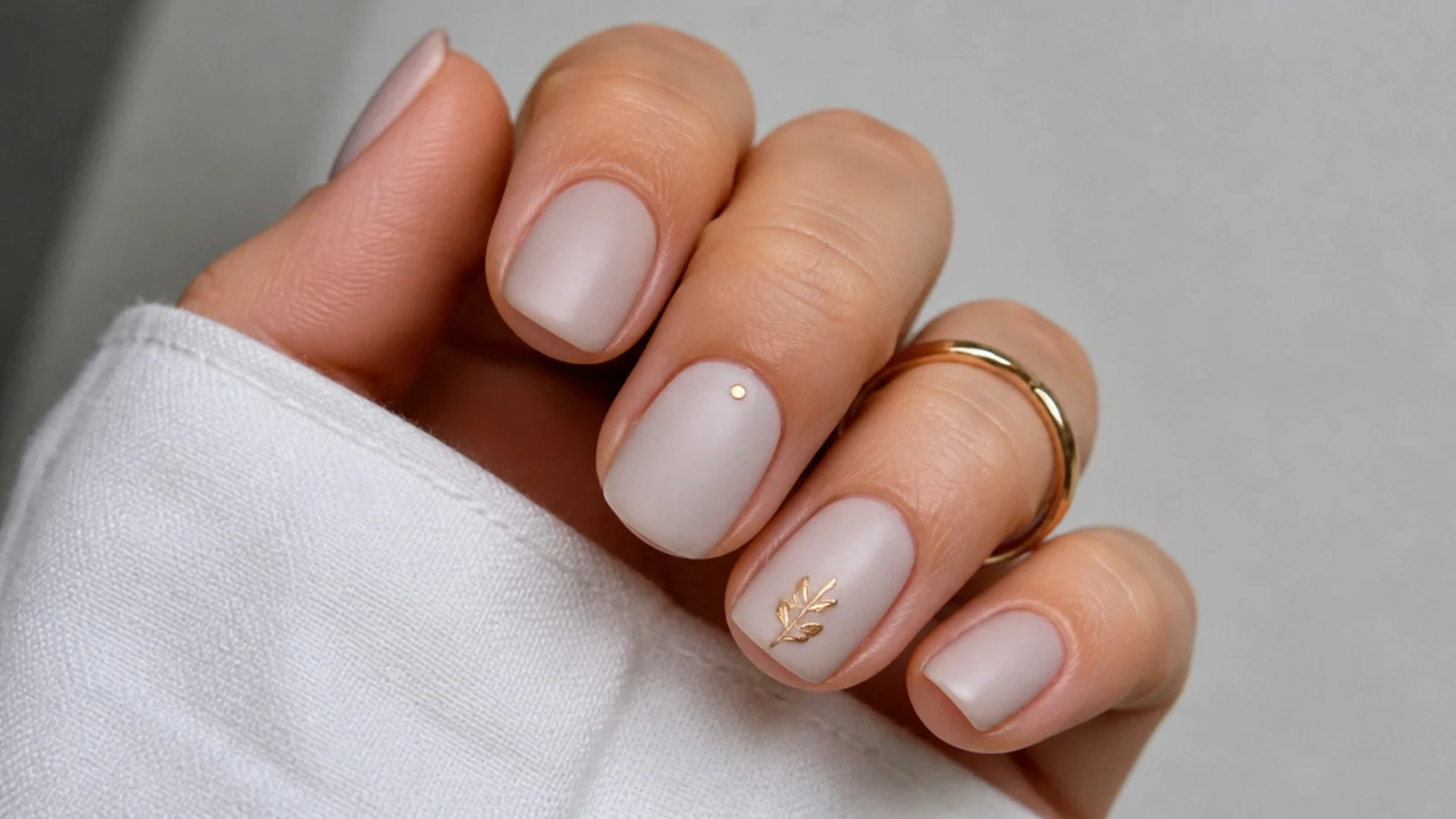 Sheer milky white-nude matte nails on short nails