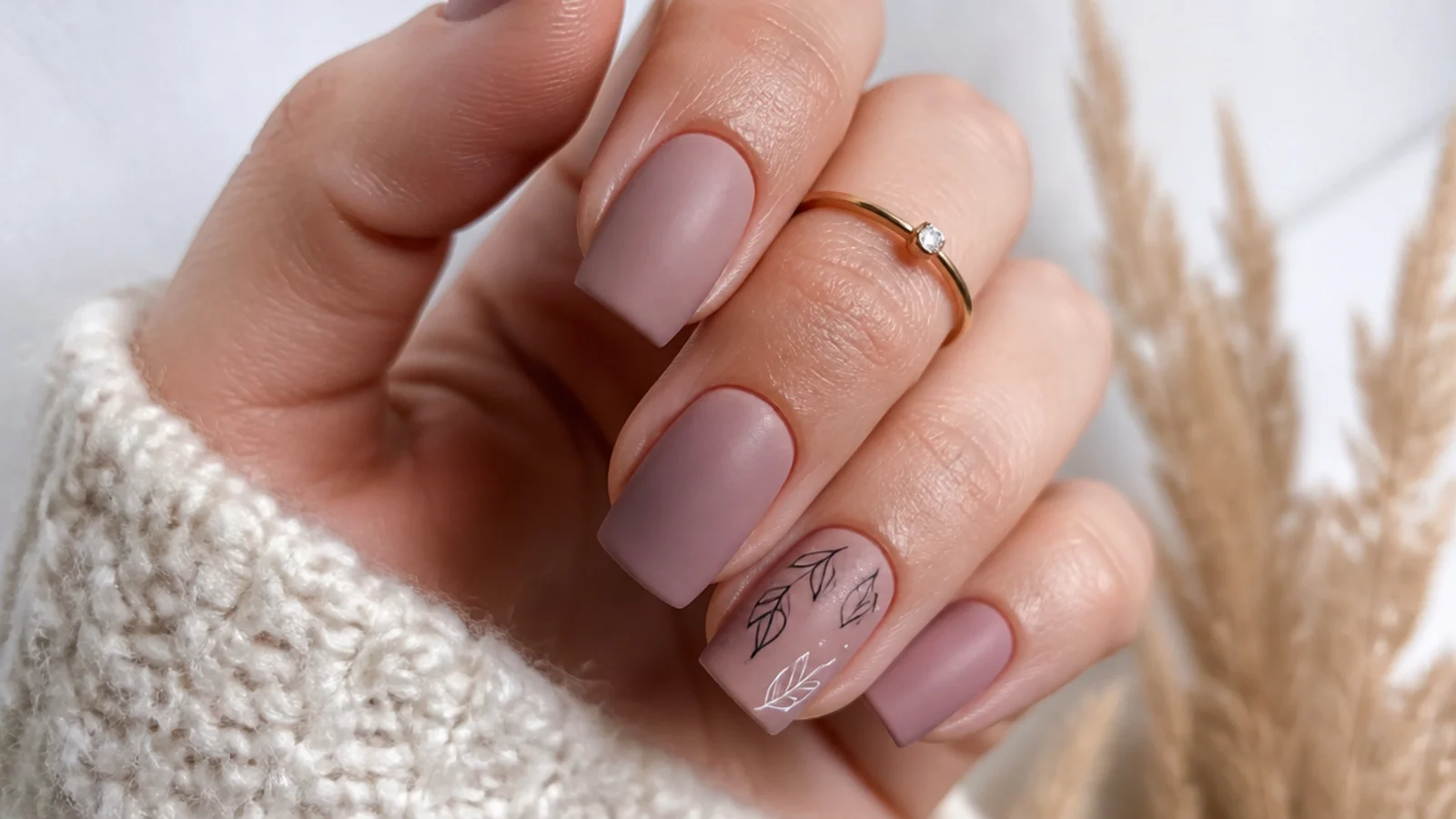 Muted dusty rose matte nails on a squoval shape