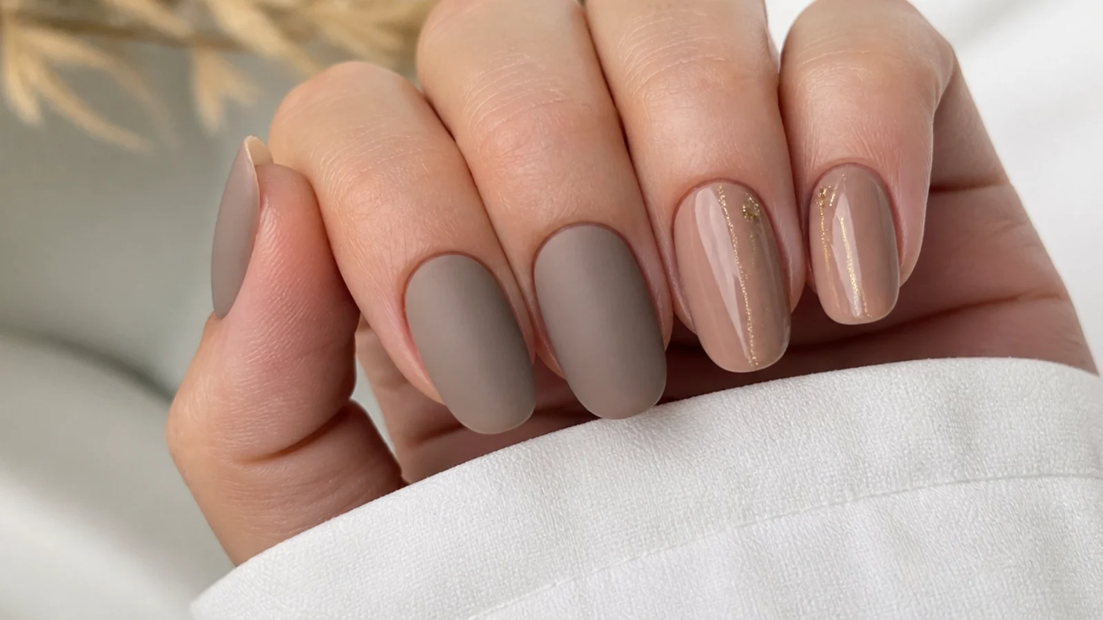 Matte and glossy nails side by side showing flat velvety and shiny finishes