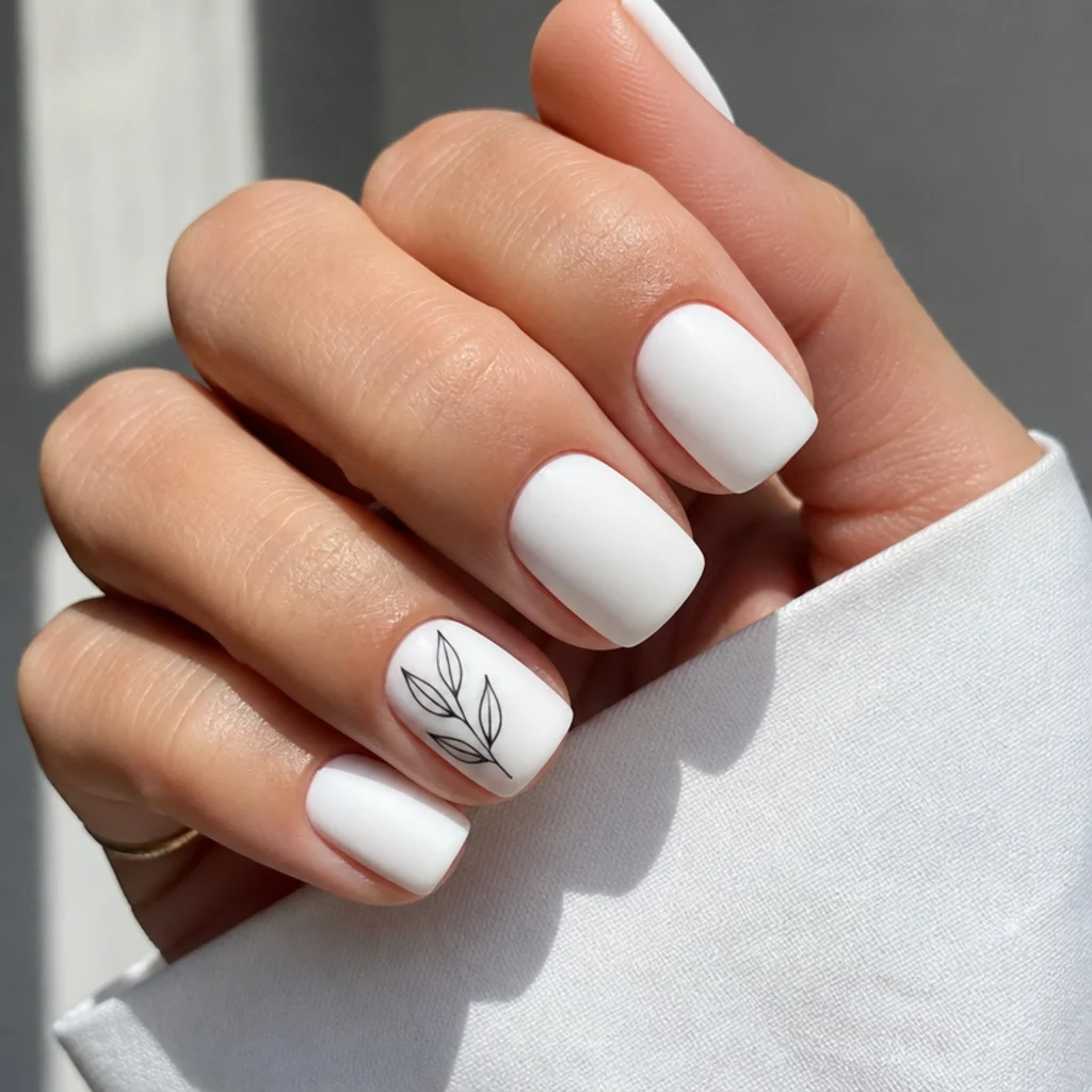 Short matte white square nails with a clean edge