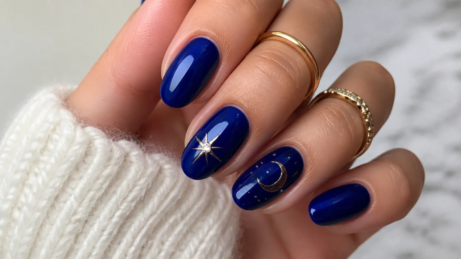 Two thin coats of cobalt gel building a true deep royal blue over a dark base
