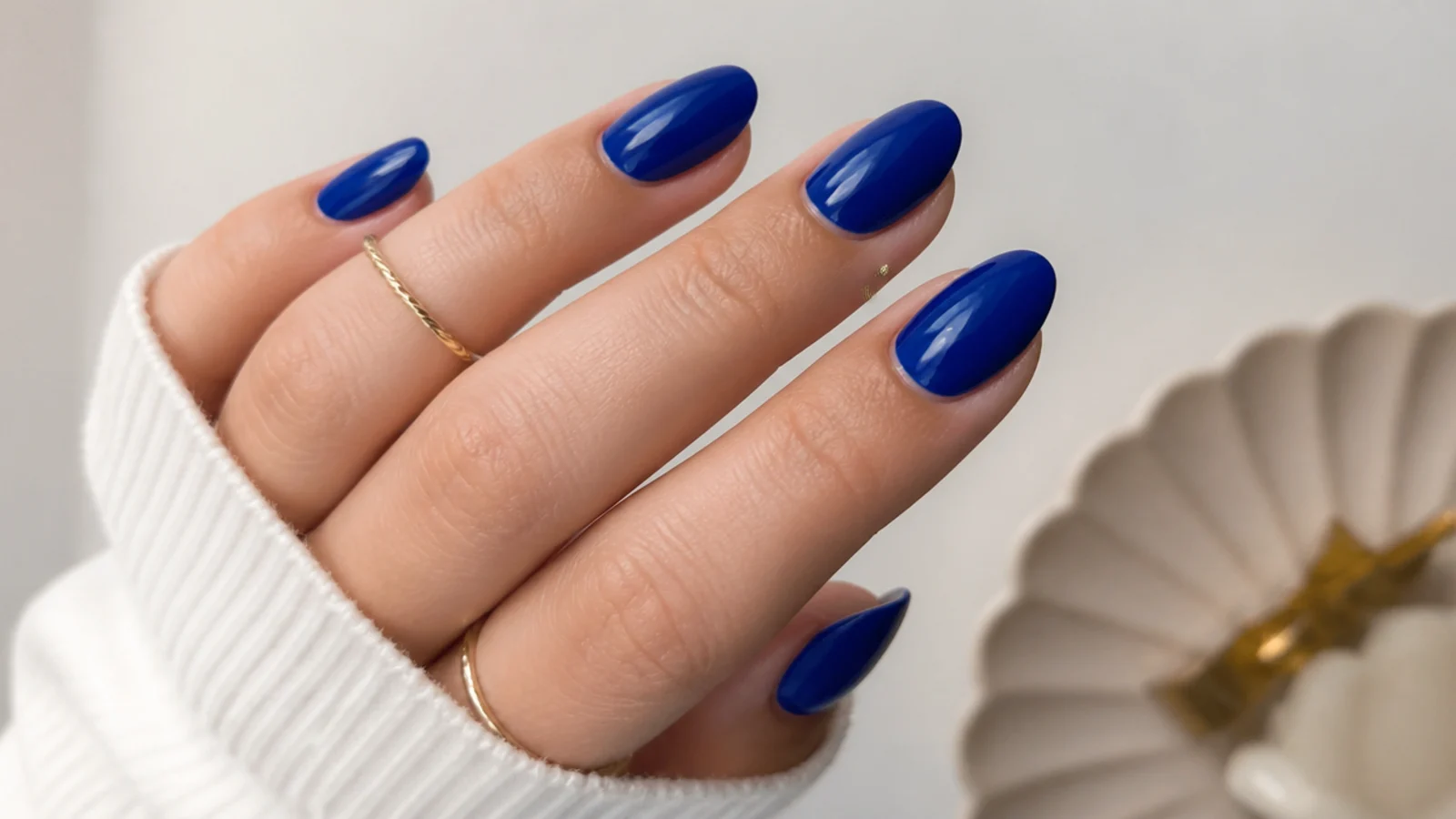 Two coats of cobalt gel building a true deep royal blue on nails