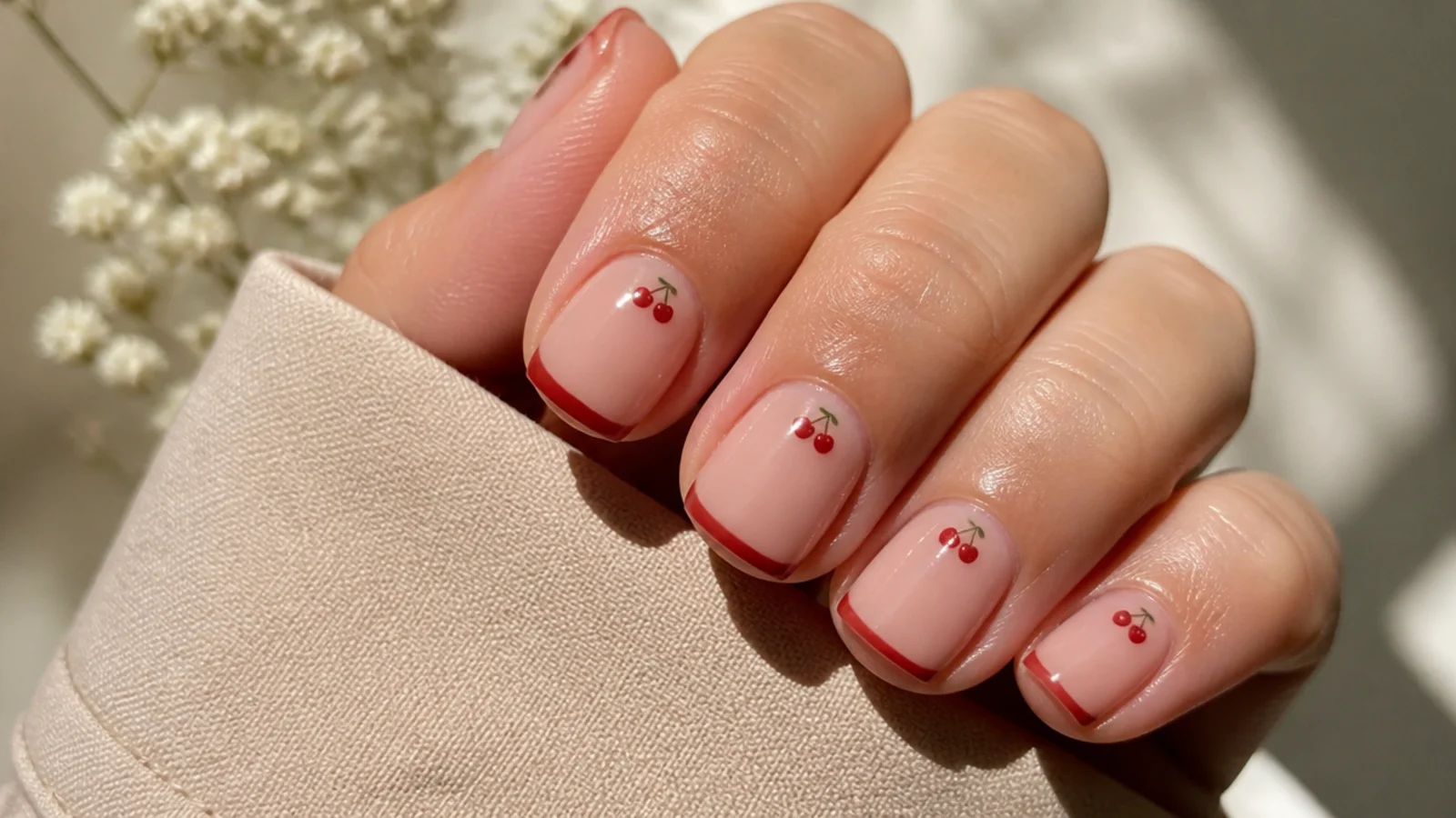 Close-up of a short square nail plate showing the usable surface area for baddie nail art