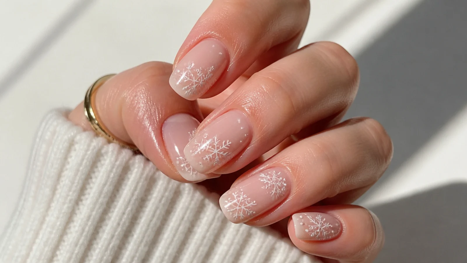 A sealed snowflake manicure with cuticle oil for longevity
