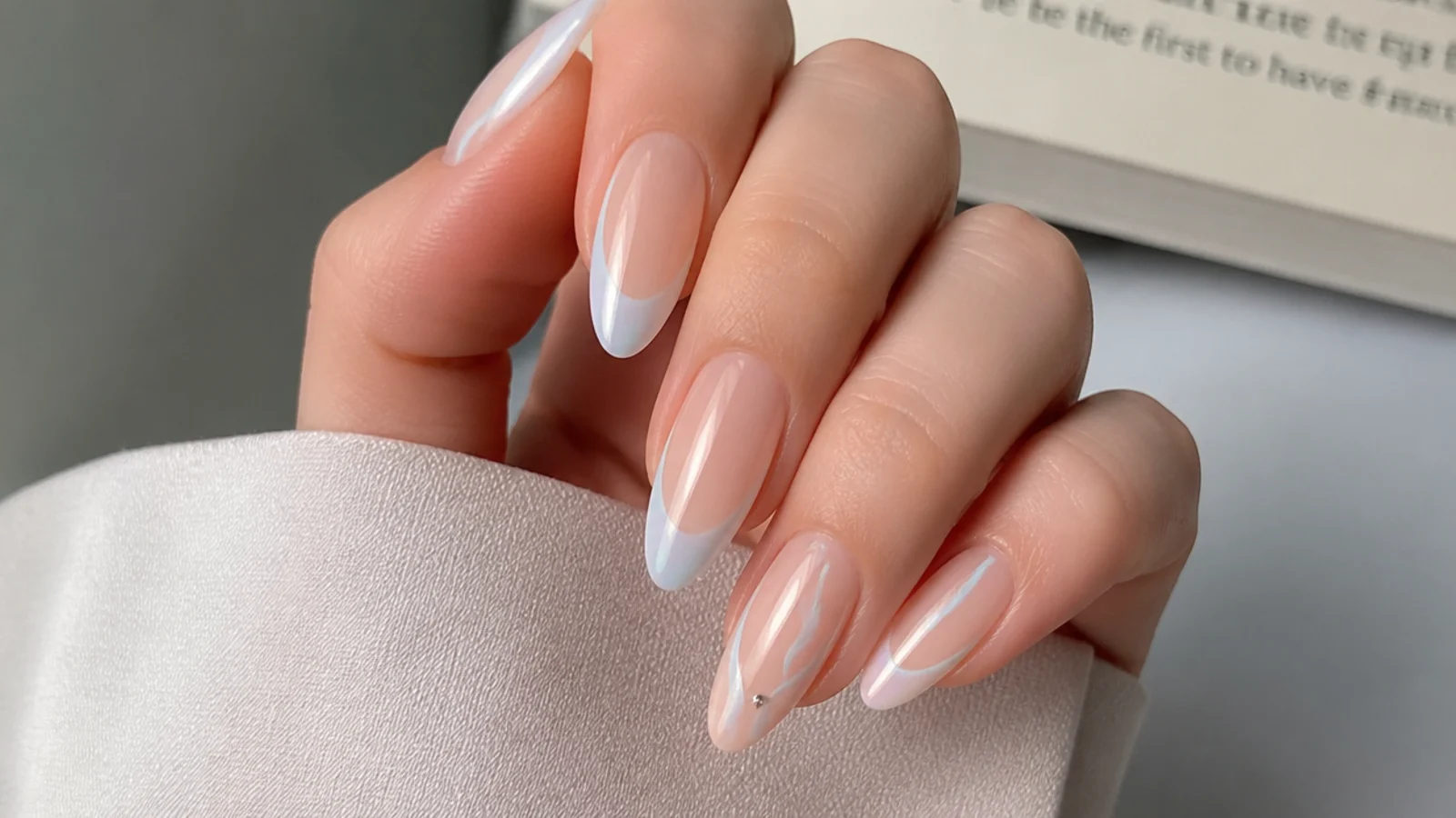 High-shine clear glossy almond nails with a wet-look finish