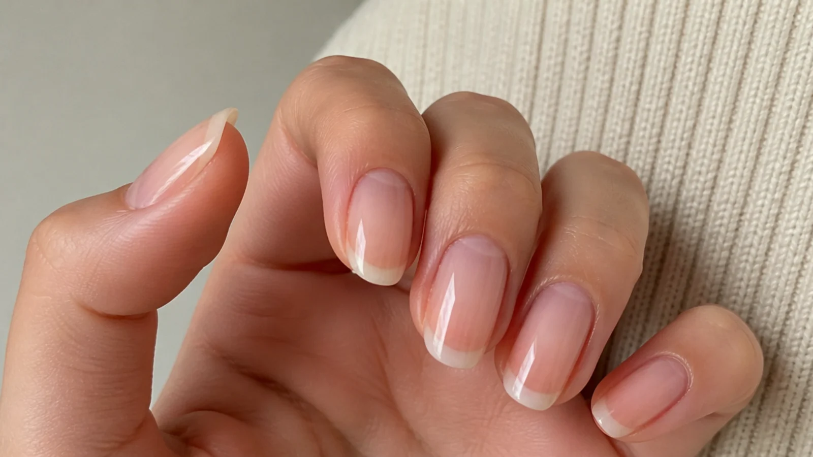 Buffed natural nails with a healthy shine and no polish