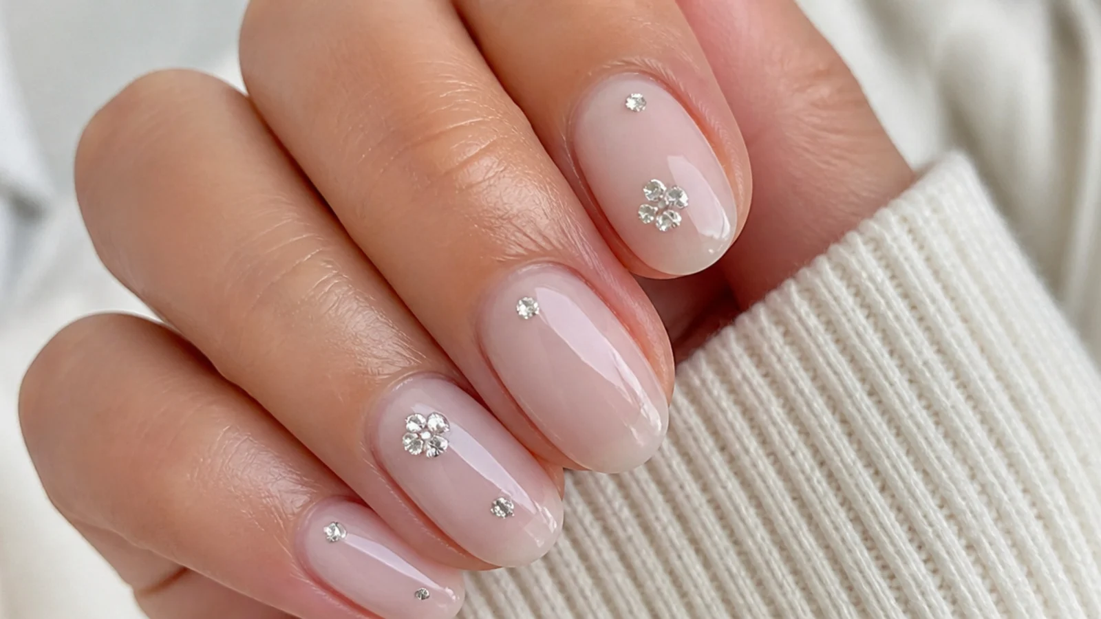 A sealed glassy soap manicure with cuticle oil for longevity
