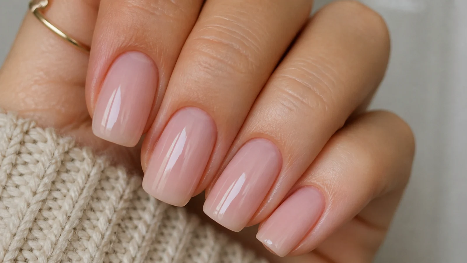 Barely polished buffed natural nails with a soft satin sheen