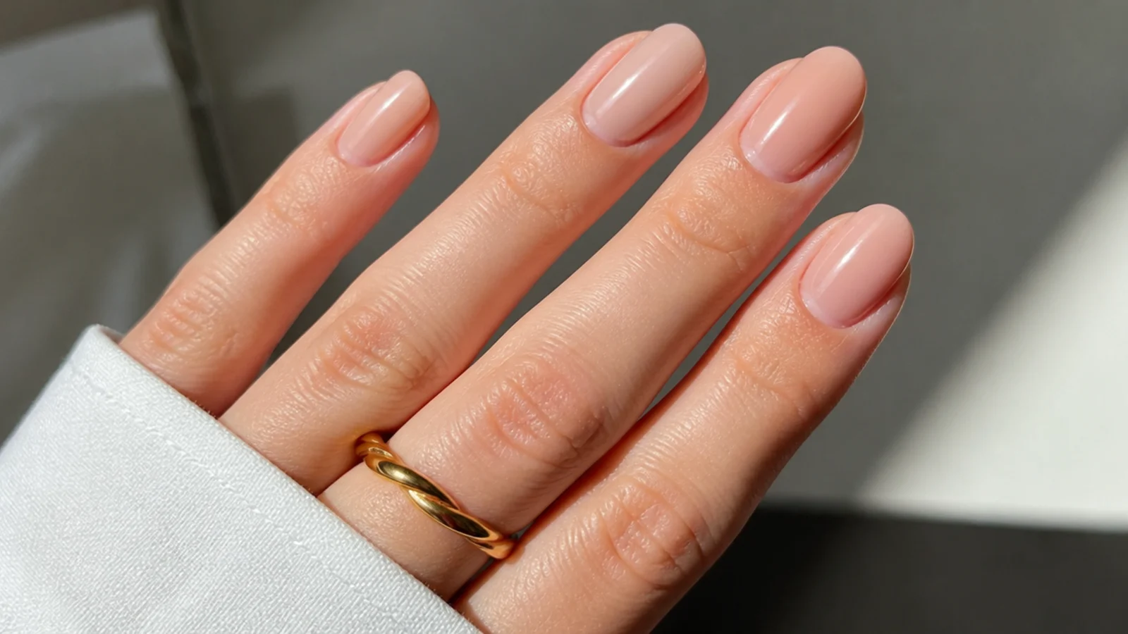 Sheer skin-matched oval soap nails for a seamless mannequin-hand look