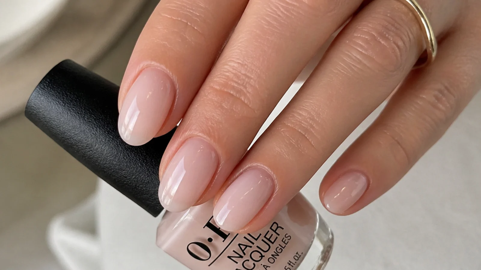 Sheer soap nails in a barely-there OPI shade with a soft glassy finish