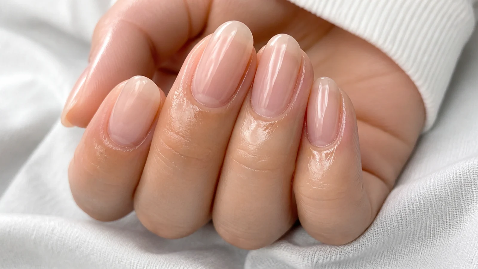 A sealed sheer soap manicure with cuticle oil for longevity