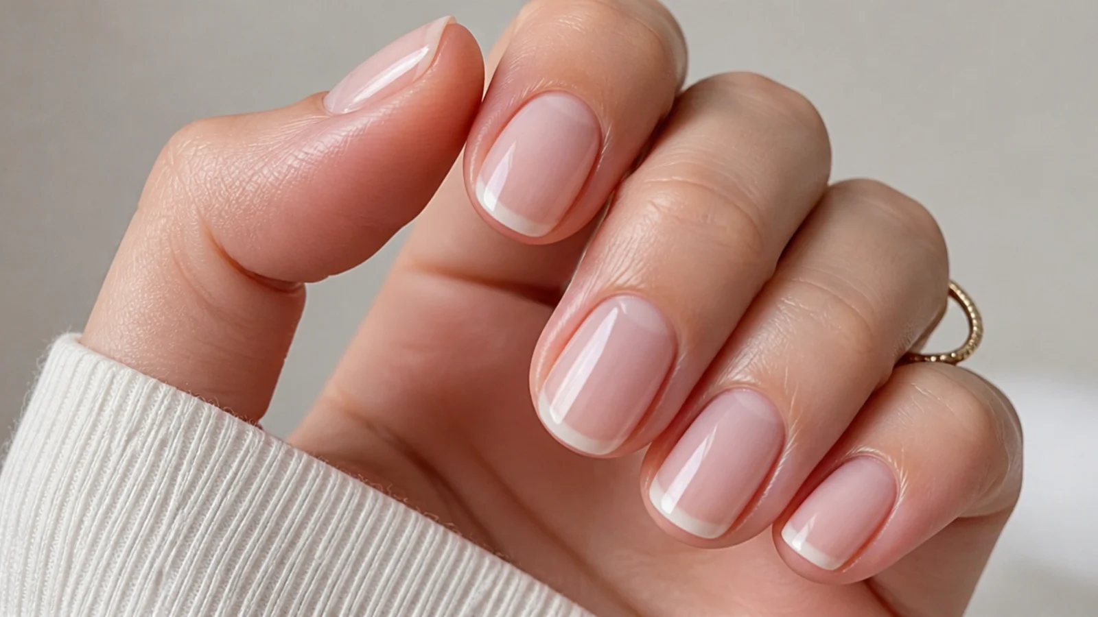 Soap nails with a barely-there sheer white French tip over a translucent base