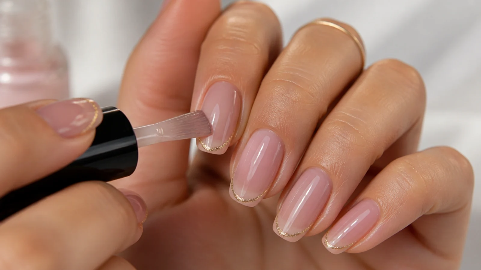 A second sheer coat evening out the wash while the nail stays translucent