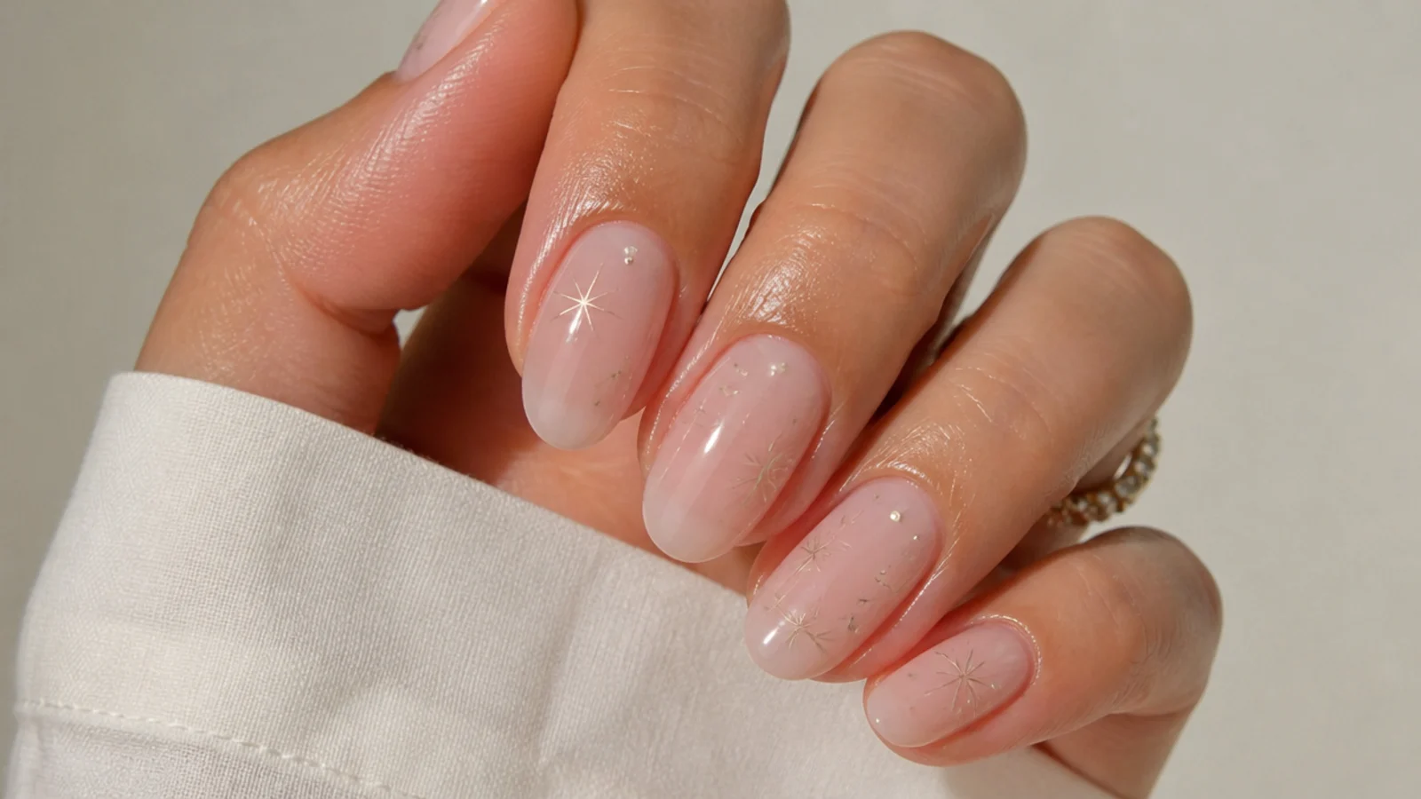 A well-sealed glassy soap manicure with oiled cuticles for longevity