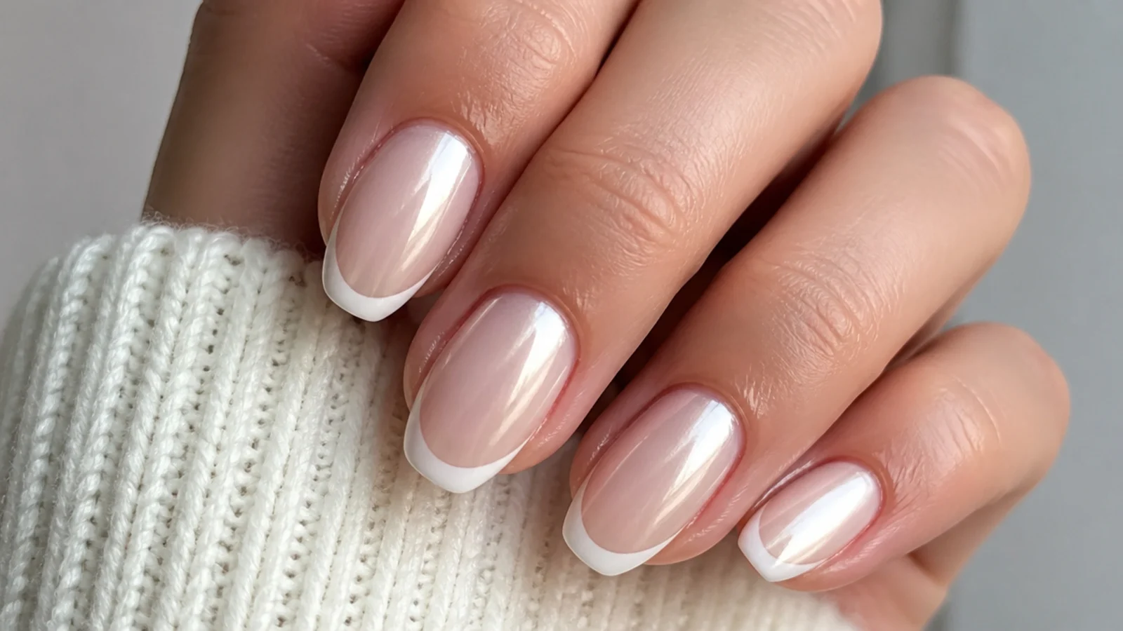 A well-sealed pearl chrome french manicure with cuticle oil for longevity
